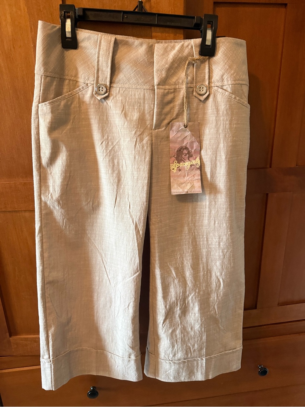 Vintage Y2K Spacegirlz Deadstock Beige Cuffed Capris / Gauchos - NWT Size 3